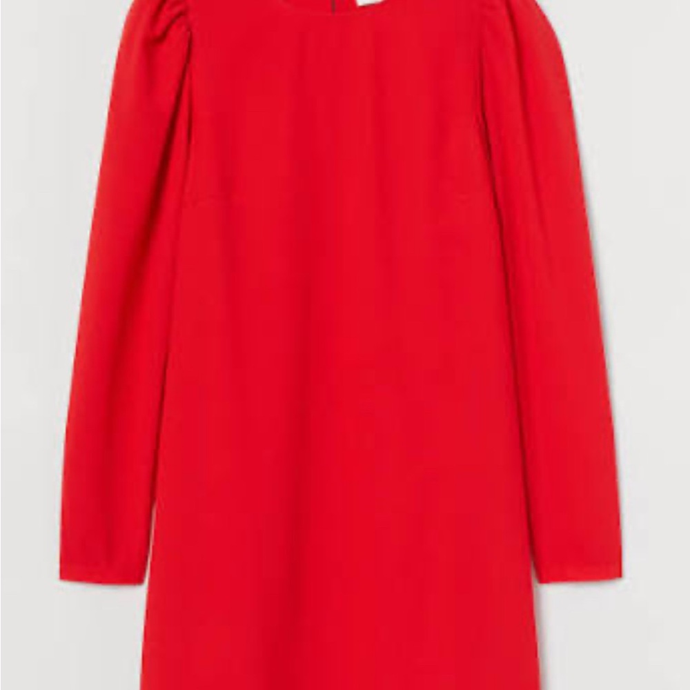H&M puff-sleeves Red Dress